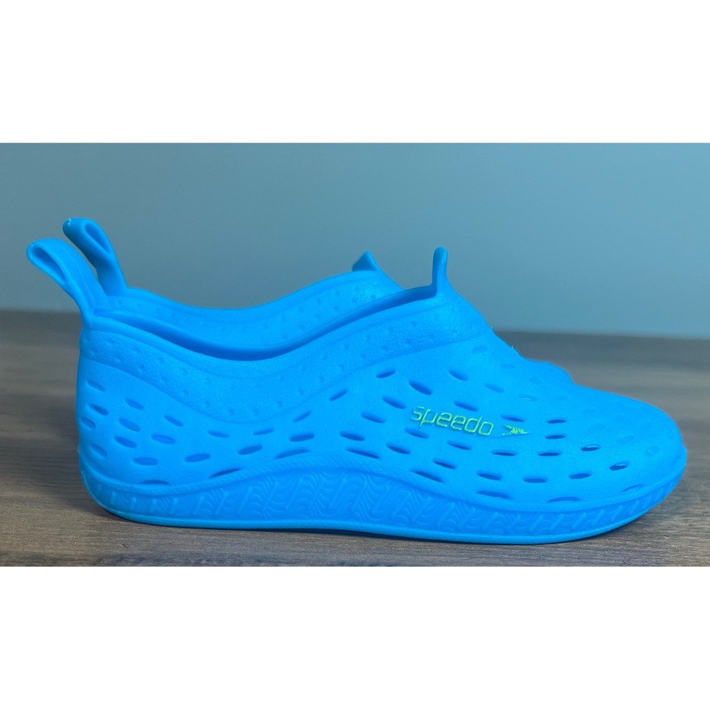 Speedo Kids Water Shoes Blue Perforated Slip On Swim Pool Beach Shoes Size M 7/8